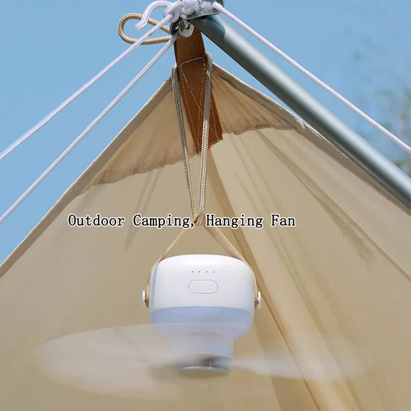 Rechargeable Portable Ceiling Fan & Desktop Tripod Fan with LED Light & Remote - 3