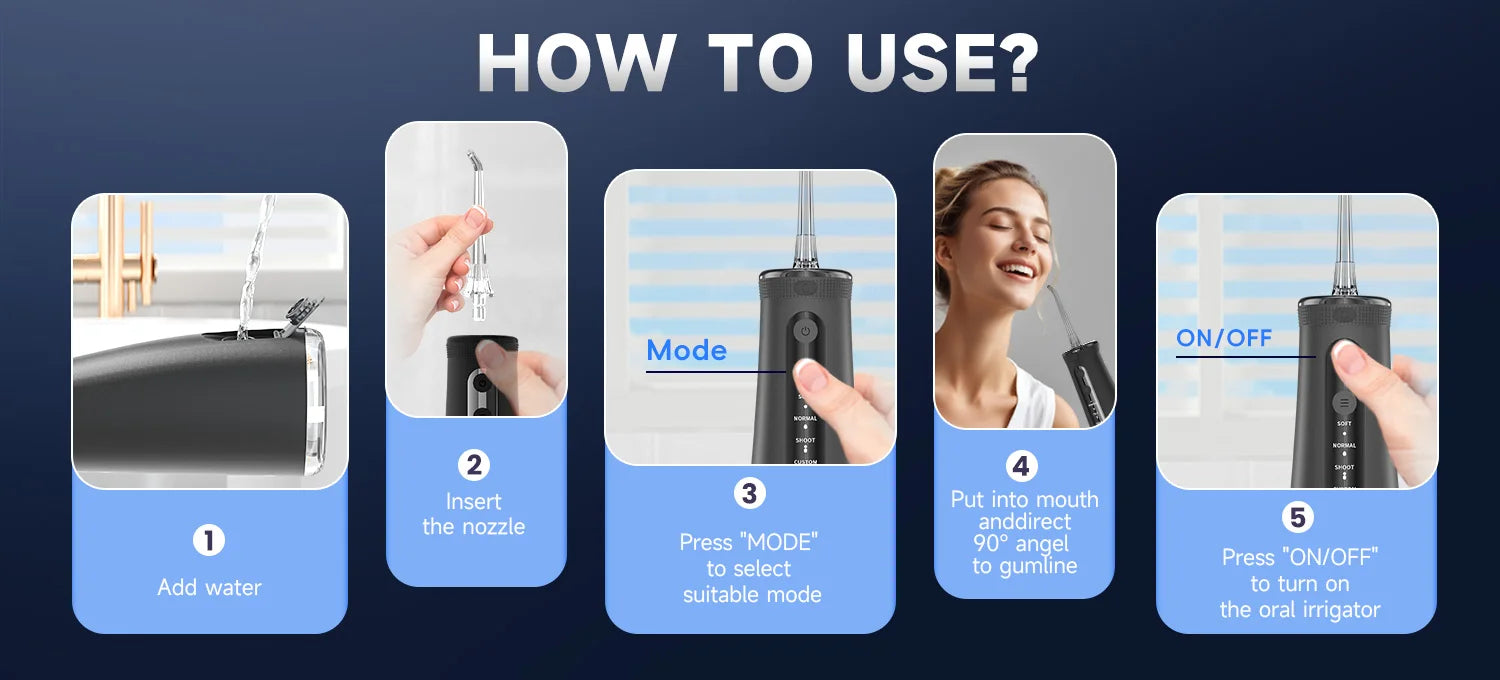 Portable Cordless Water Flosser - Rechargeable Oral Irrigator for Teeth Cleaning - 13
