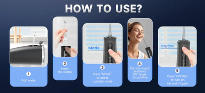 Portable Cordless Water Flosser - Rechargeable Oral Irrigator for Teeth Cleaning