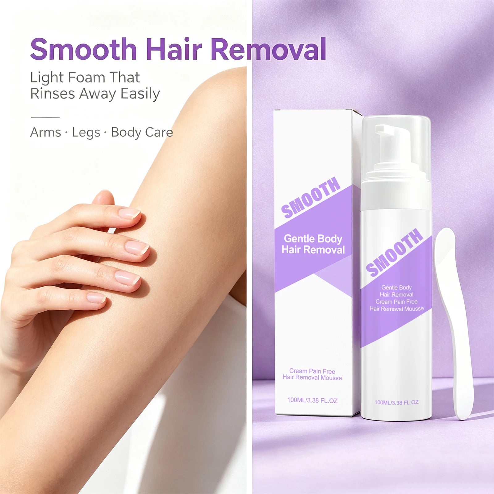 Painless Hair Removal Mousse Spray for Smooth Skin - Gentle Depilatory Foam - 3