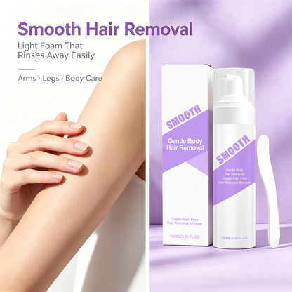 Painless Hair Removal Mousse Spray for Smooth Skin - Gentle Depilatory Foam