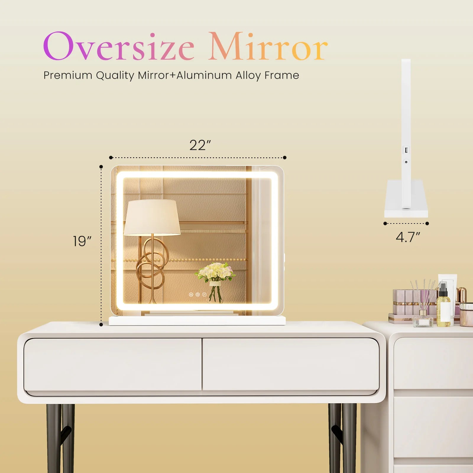 LED Vanity Mirror with Lights - Adjustable 3-Color Dimmable Makeup Mirror - 11