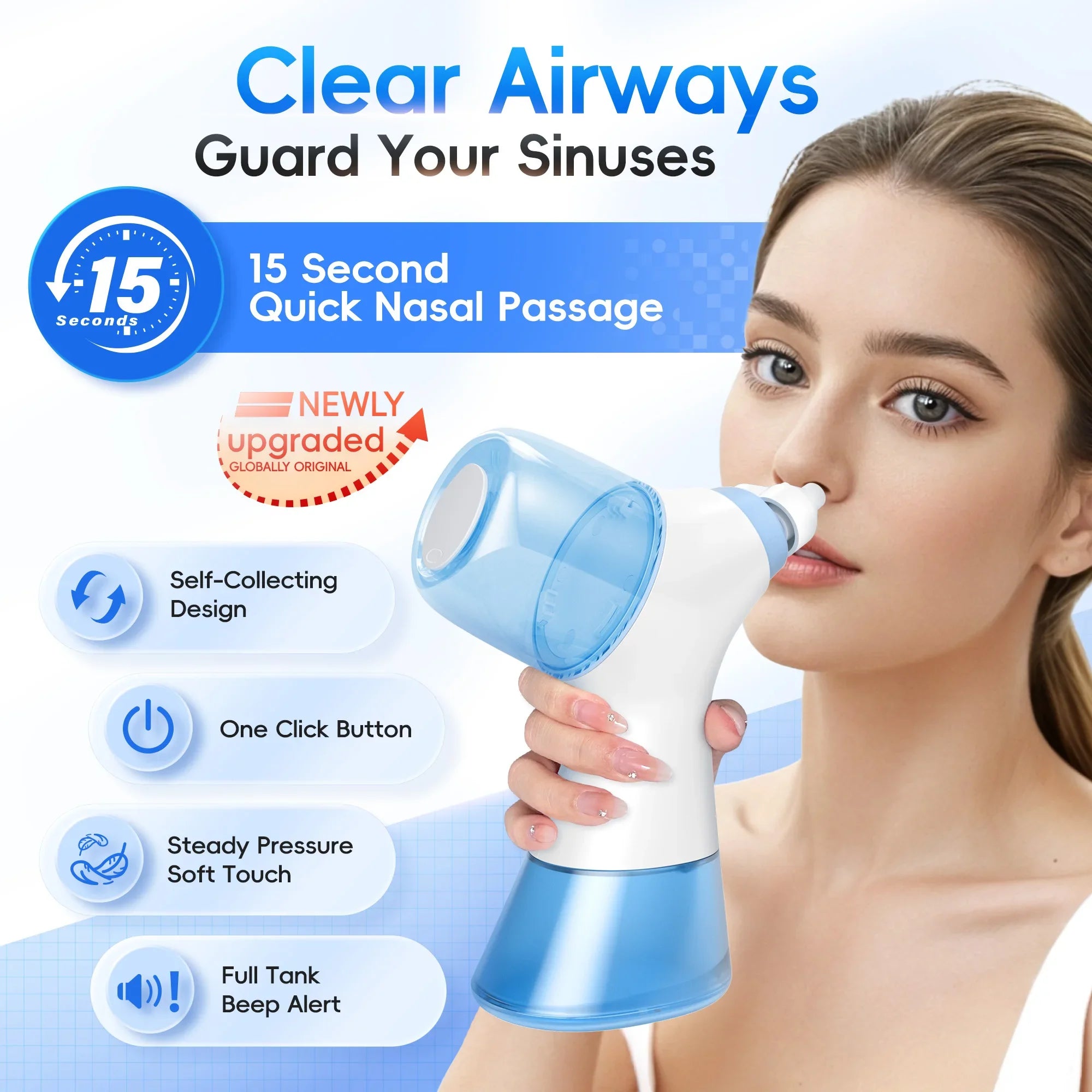 Electric Nasal Irrigation System - Automatic Sinus Rinse & Nose Cleaner - 3