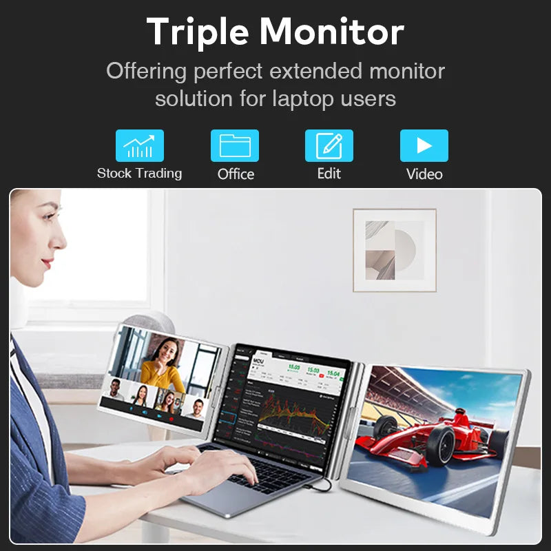Dual Screen Laptop Monitor Extender - FHD Portable Sub-Monitor for PC