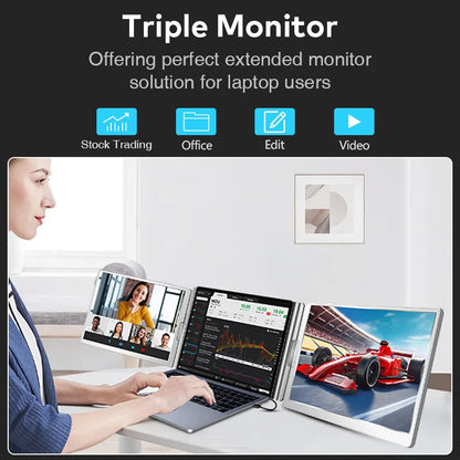 Dual Screen Laptop Monitor Extender - FHD Portable Sub-Monitor for PC