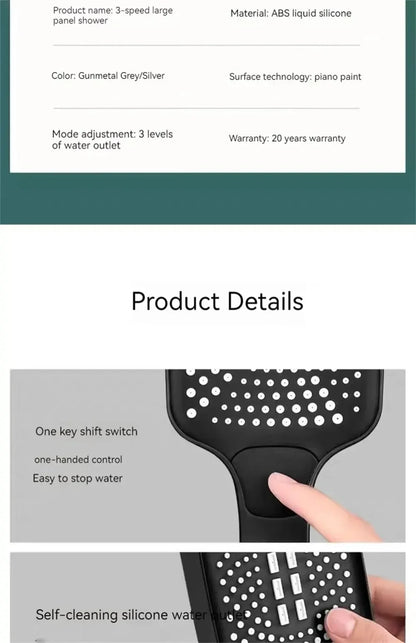 High Pressure 3-Mode Handheld Rainfall Shower Head