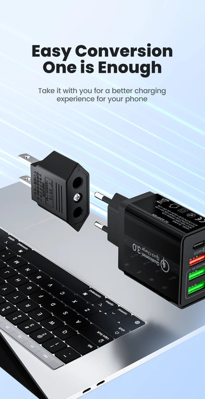 US to EU Travel Plug Adapter - Compact & Safe Universal Power Converter