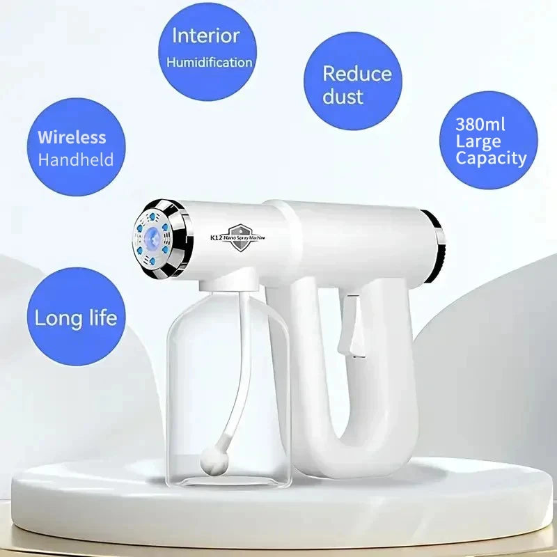 Blue Light Nano Hairspray Gun - Rechargeable 300ml Sprayer - 12