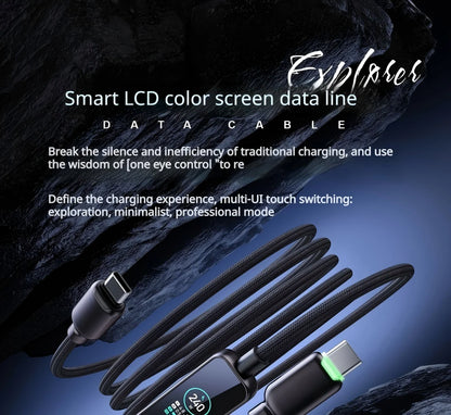 240W USB-C Fast Charging Cable with Real-Time LED Power Display