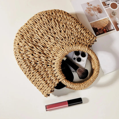 Luxury Half-Moon Straw Bag