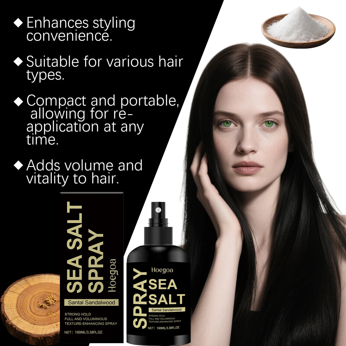 Sea Salt Hair Texturizing Spray for Voluminous Beach Waves & Strong Hold