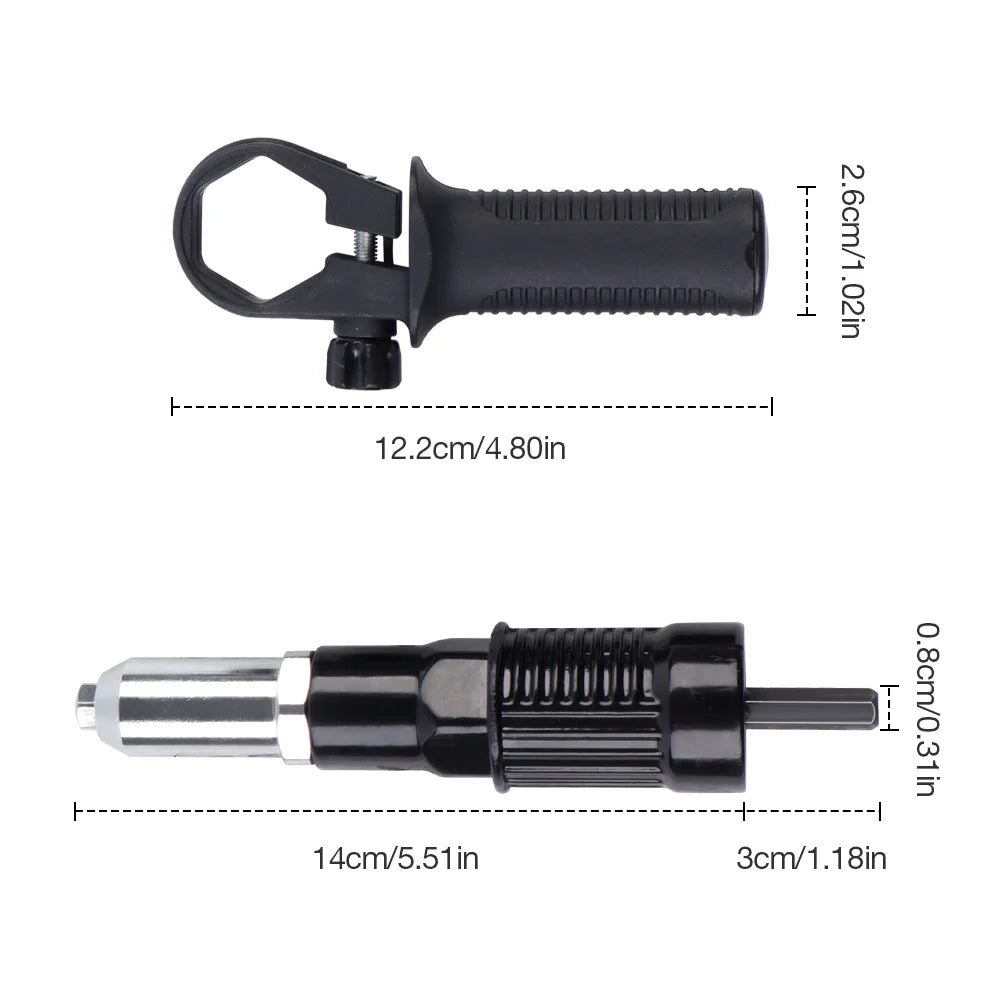 Electric Drill Rivet Gun Adapter - 2.4-4.8mm Hex Shank Cordless Riveter Tool Attachment