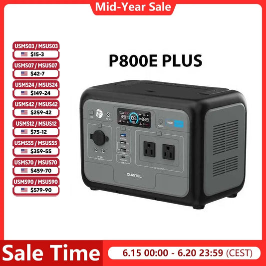 OUKITEL P800E 800W Portable Power Station 512Wh LiFePO4 Solar Generator