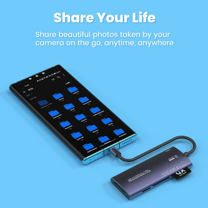 6-in-1 USB & Type-C Memory Card Reader - Fast Data Transfer for All Cards
