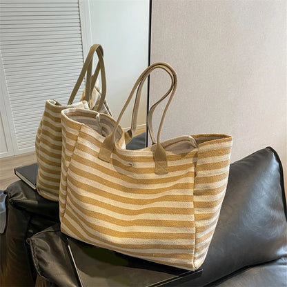 Luxury Casual Striped Canvas Tote