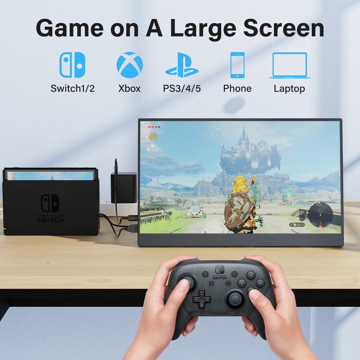 15.6" Portable FHD 1080P Monitor - Slim IPS USB-C & HDMI Travel Display - 6
