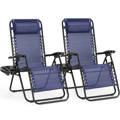 Zero Gravity Recliner Chair - Portable Folding Outdoor Lounge with Tray