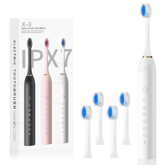 Sonic Rechargeable Electric Toothbrush with 6 Cleaning Modes & 4 Brush Heads
