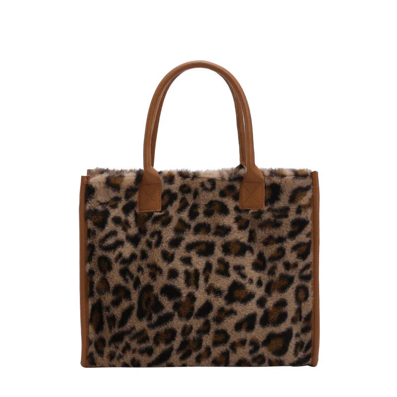 Luxury Fluffy Animal Print Tote
