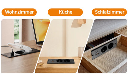 German Standard Dual Socket with PD 20W USB-C & 2.4A USB Fast Charging