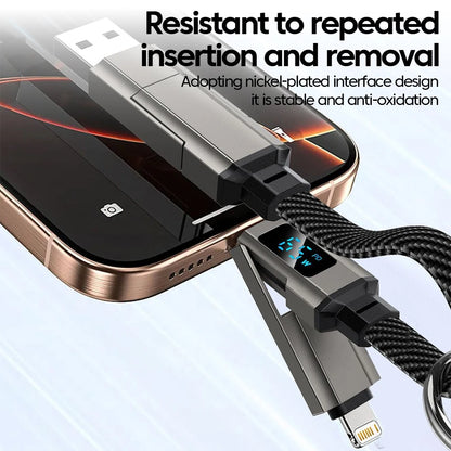 4-in-1 Fast Charging Cable with Digital Display - USB-C & Lightning Cord