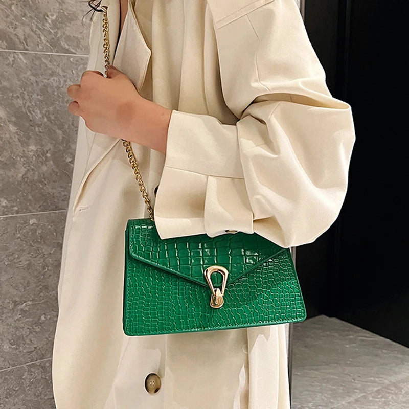 Luxury Croco Chain Shoulder Bag