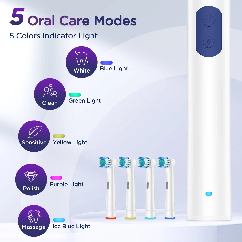 Rechargeable Rotating Electric Toothbrush with 5 Cleaning Modes - 10