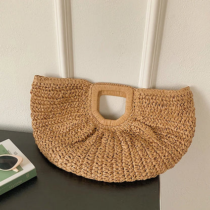 Luxury Half-Moon Straw Tote
