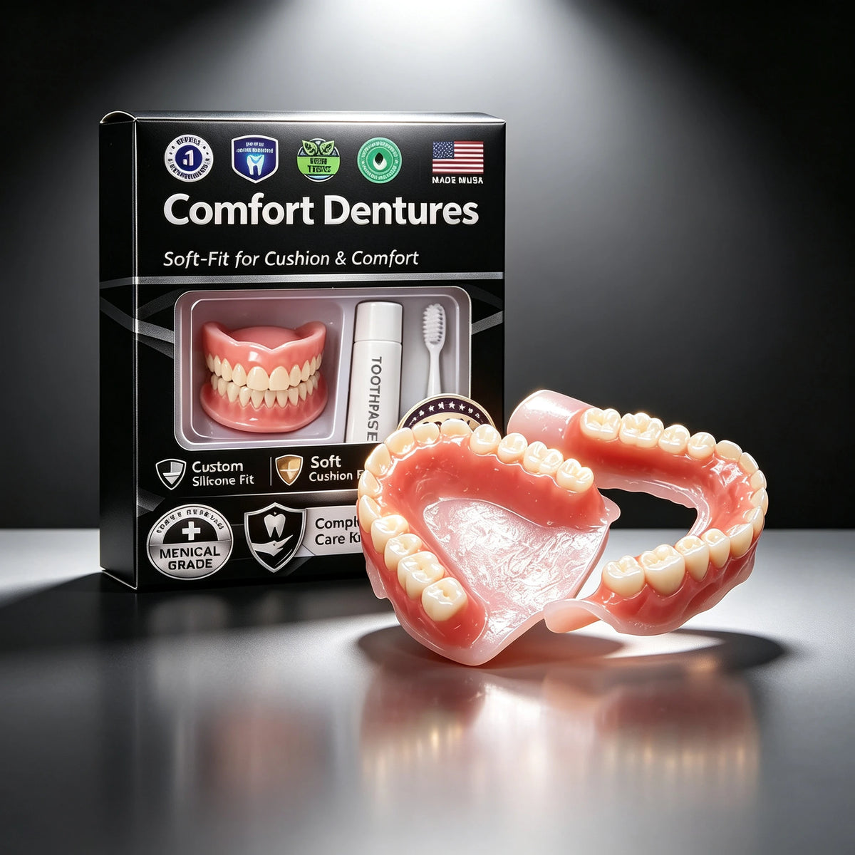 Instant Smile Comfort Dentures - Realistic Moldable False Teeth Kit