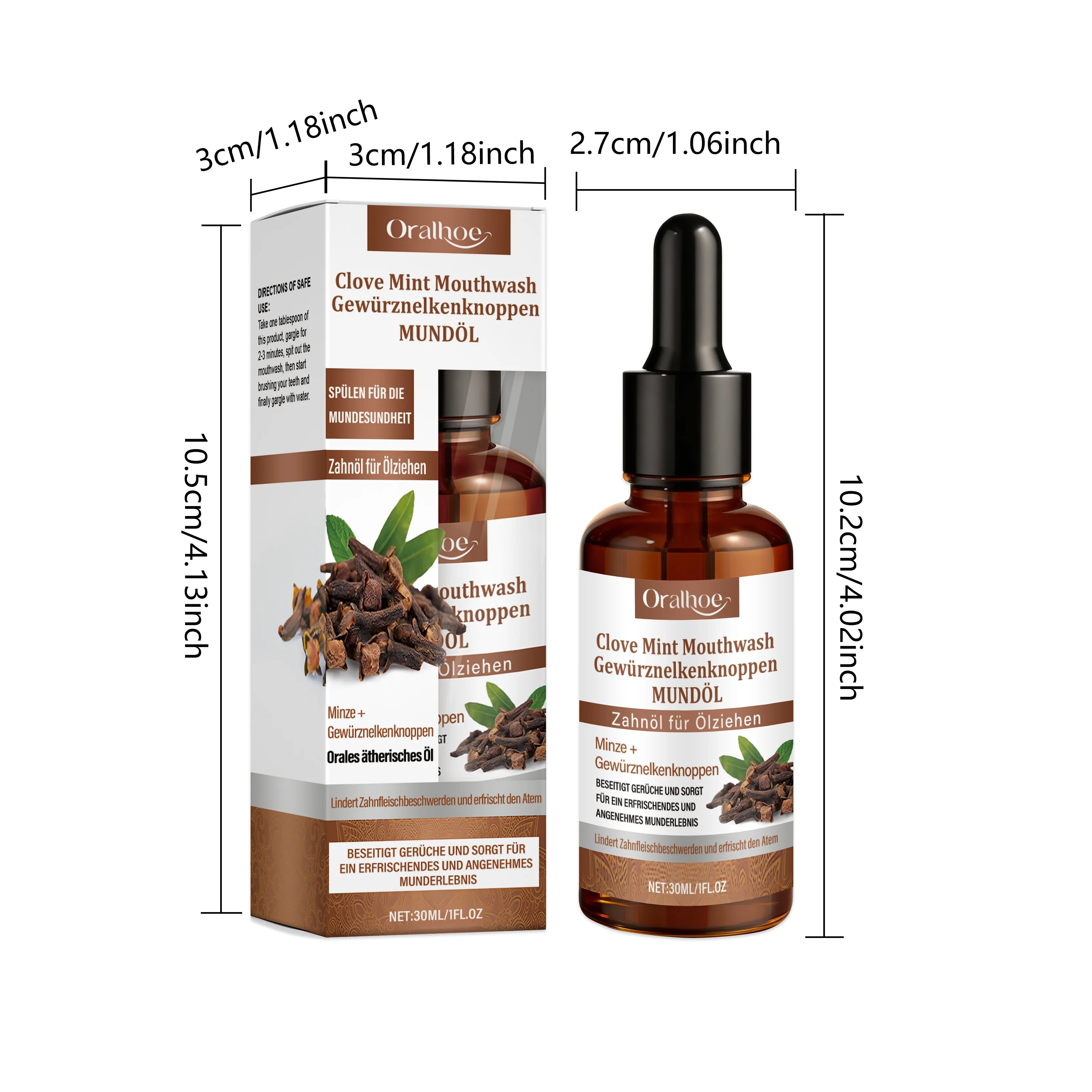 Clove Mint Oral Rinse & Teeth Whitening Oil - Natural Plaque & Bad Breath Remover - 9