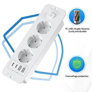 7-in-1 Ultra-Thin Desktop Power Strip with 20W USB-C Fast Charging