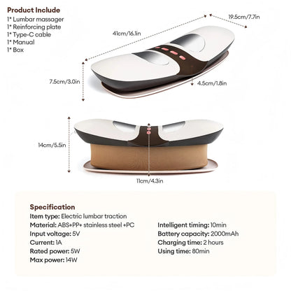 Electric Lumbar Traction Massager – Heated Back Stretcher & Spine Support Device