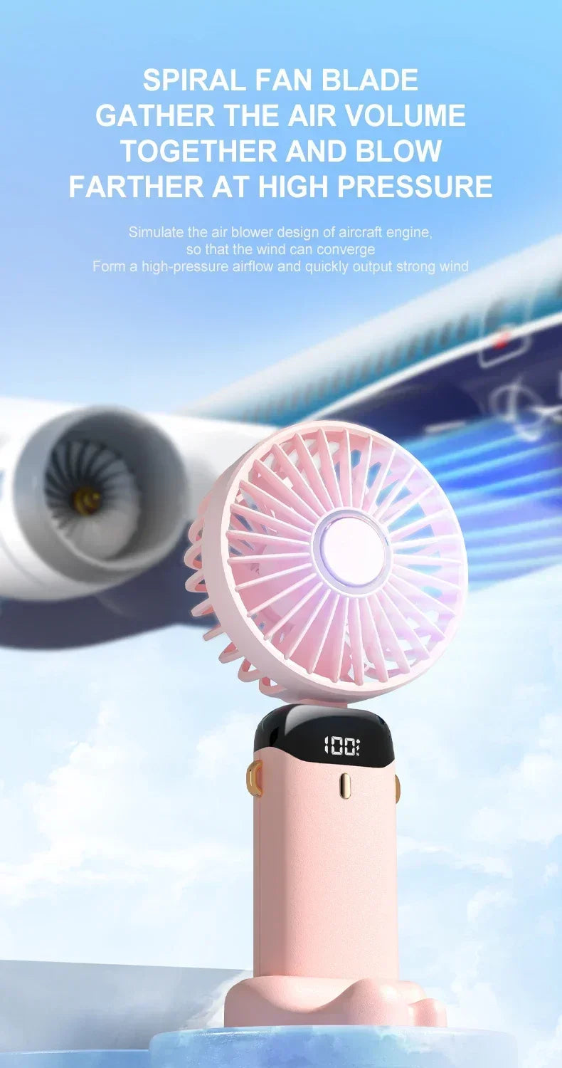 Portable 5-Speed Handheld & Neck Fan with Phone Stand & LED Display - 20
