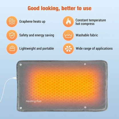 USB Graphene Smart Thermostat Hand Warmer - Portable Heated Warming Bag for Office