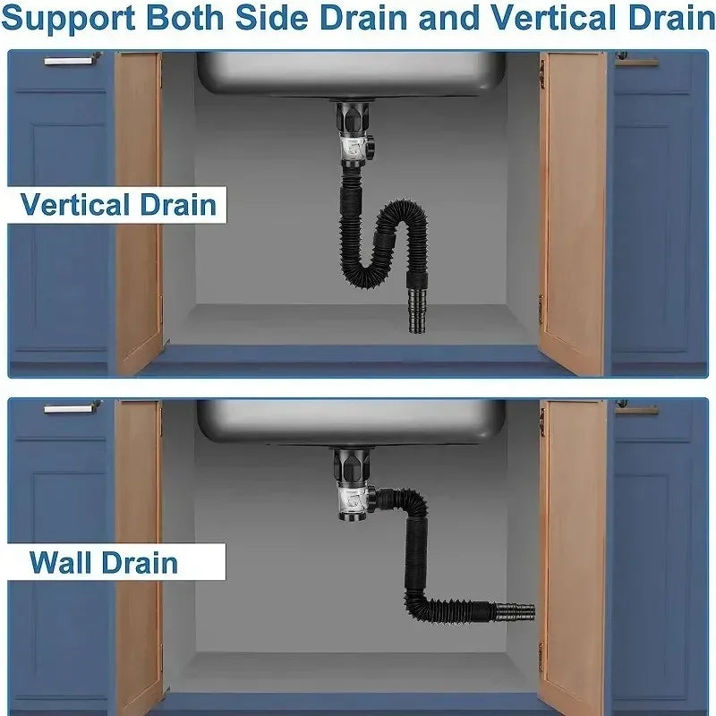 Universal Flexible Sink Drain Pipe - Anti-Odor P-Trap Kit