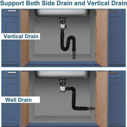 Universal Flexible Sink Drain Pipe - Anti-Odor P-Trap Kit
