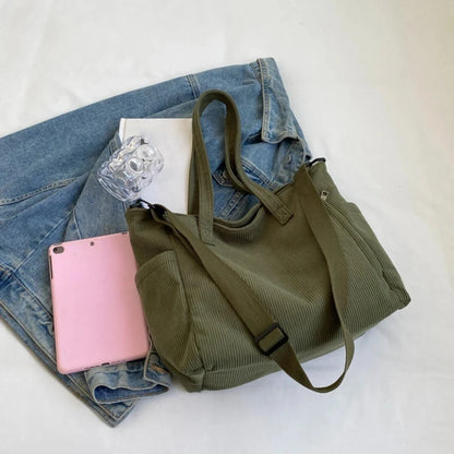 Striped Corduroy Tote
