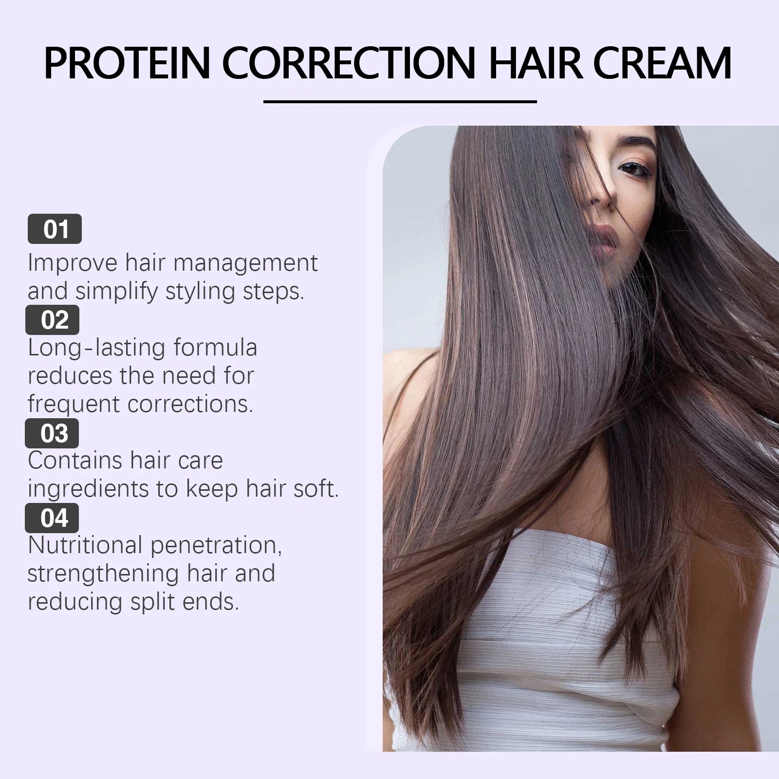 Protein Correction Hair Straightening Cream - Keratin Smoothing & Repair Mask - 6