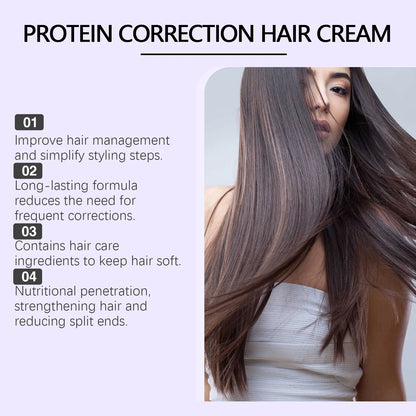 Protein Correction Hair Straightening Cream - Keratin Smoothing & Repair Mask