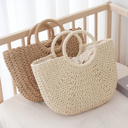 Luxury Half-moon Straw Tote