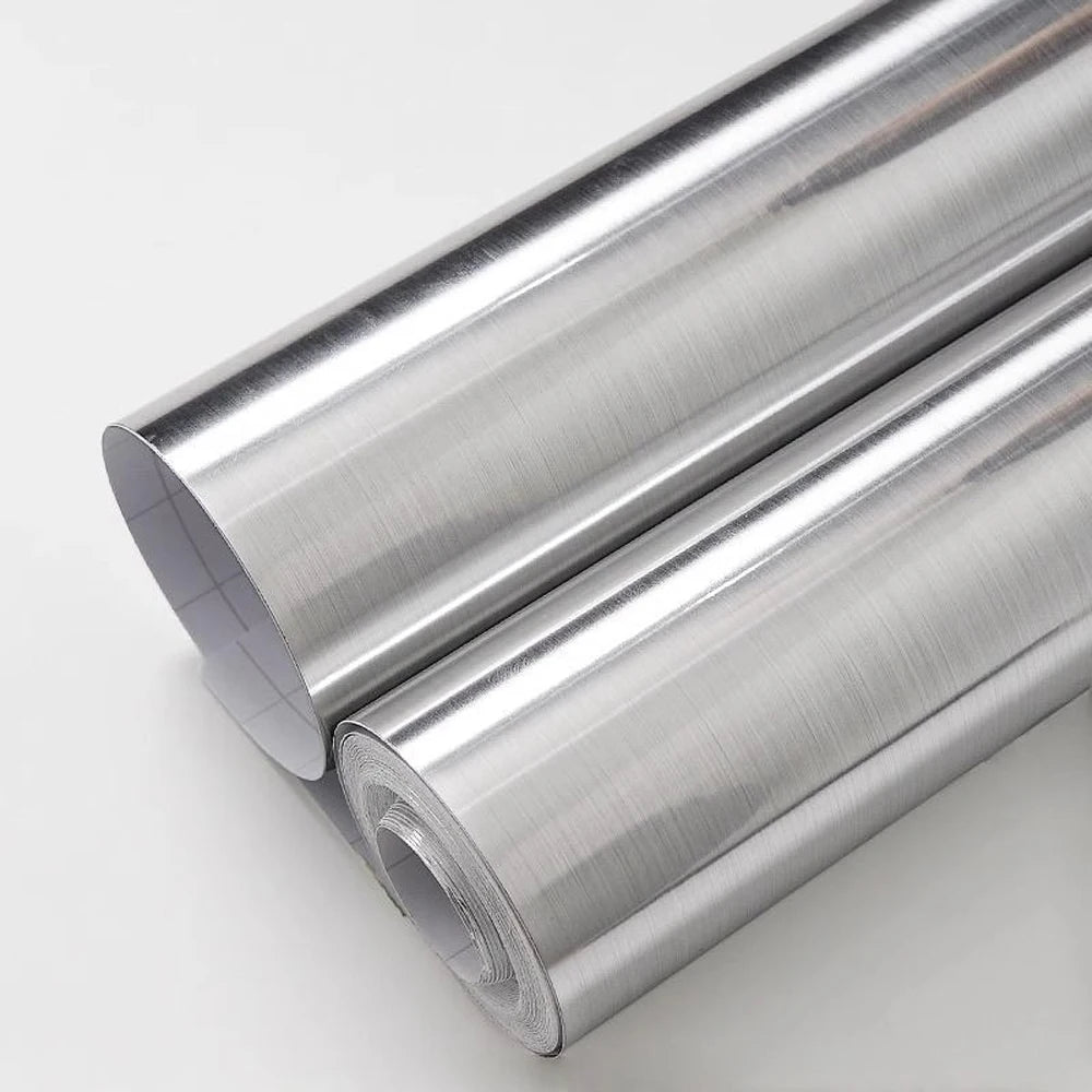 Stainless Steel Contact Paper - Peel & Stick Brushed Silver Vinyl - 14