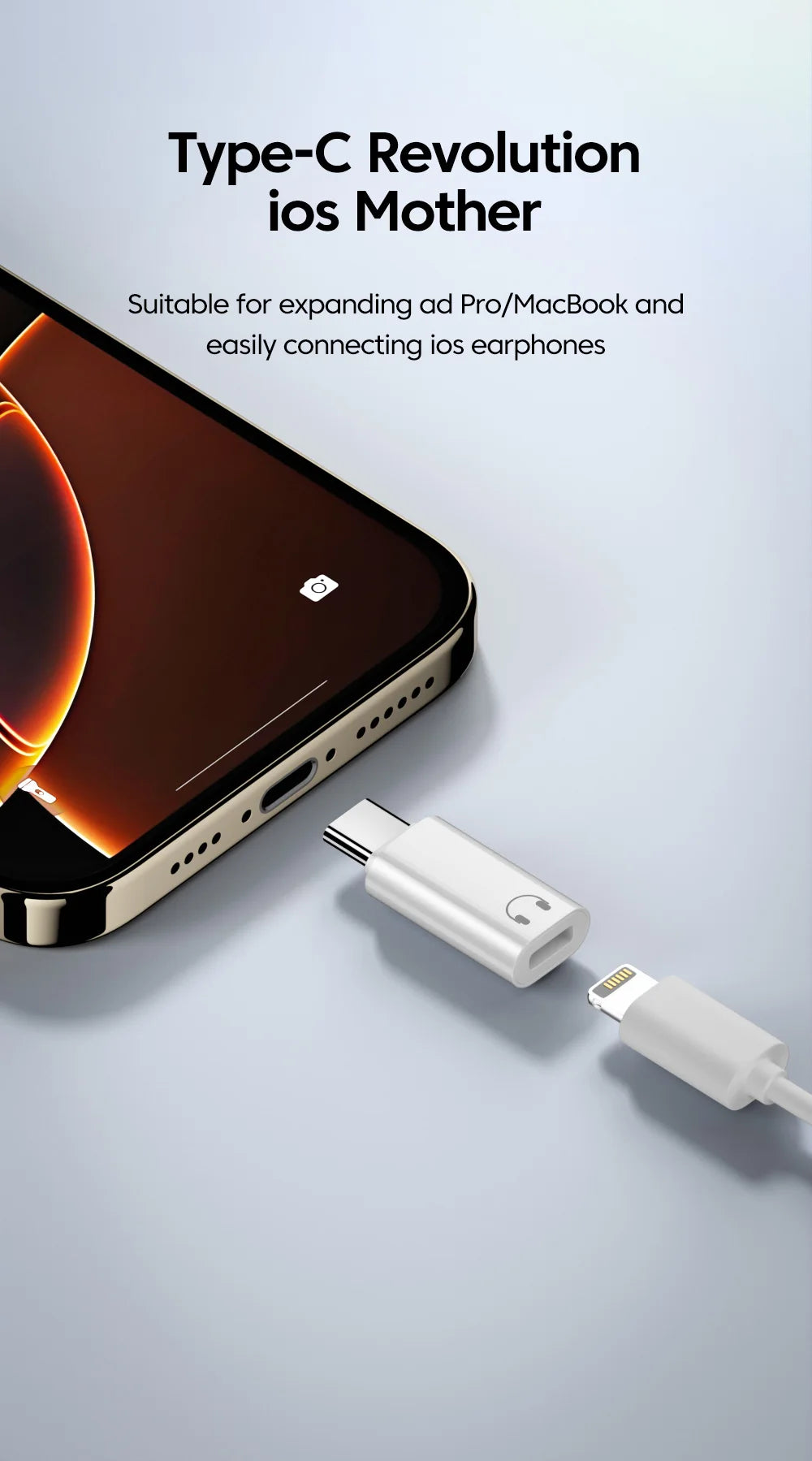 Lightning to USB-C Audio Adapter for iPhone 15 & 16 – Wired Earphone Converter