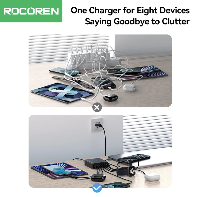 200W 8-Port USB-C Desktop Fast Charging Station for Laptops & Phones - 3
