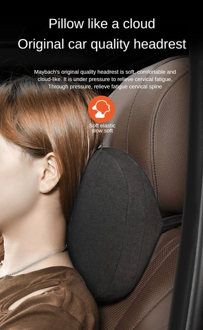 Memory Foam Car Neck Pillow - Suede Headrest Support Cushion