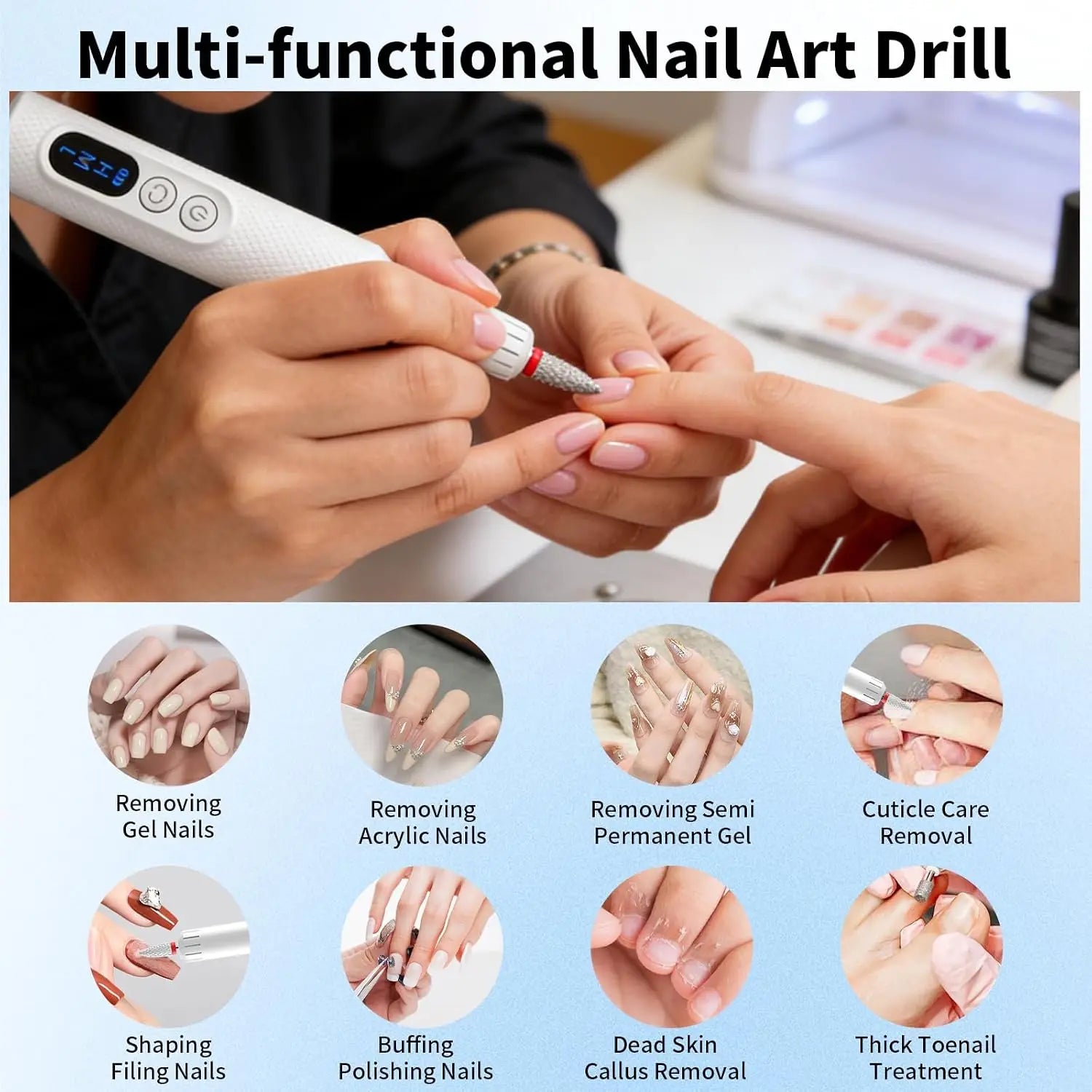 5-in-1 Cordless Electric Nail Drill Set for Professional Home Manicures - 3
