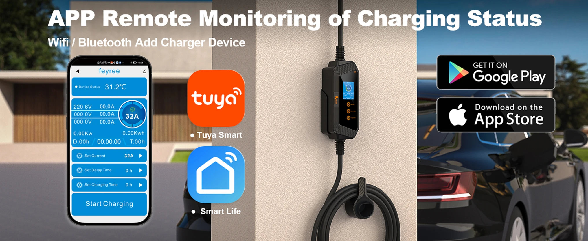 7KW Portable EV Charger - Adjustable Current GBT Electric Vehicle Charger - 14