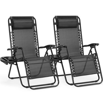 Zero Gravity Recliner Chair - Portable Folding Outdoor Lounge with Tray