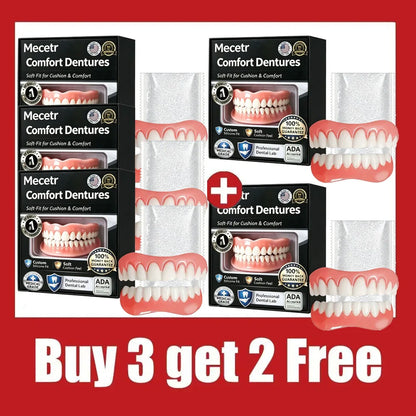 Adjustable Silicone Dentures Set – Natural Comfort Fit Upper & Lower Teeth