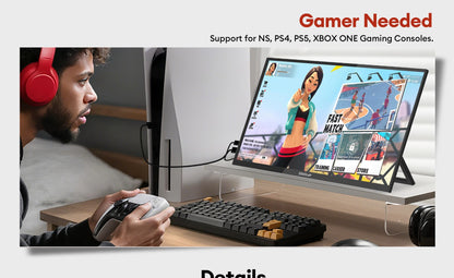 18.5" Touchscreen Portable Monitor 1080P IPS HDR Ultra-Slim Display