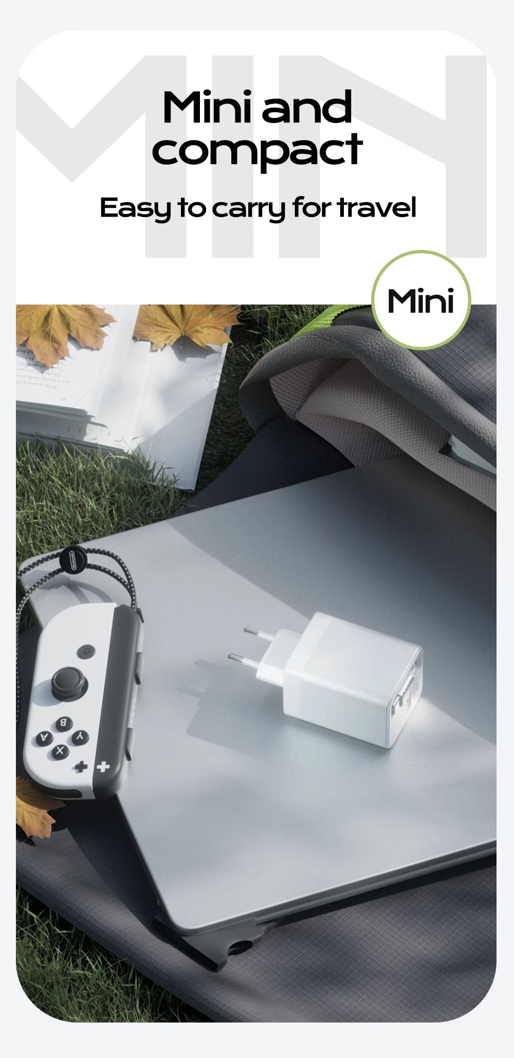 65W Retractable USB-C Fast Charger - Portable PD Travel Adapter for Laptop